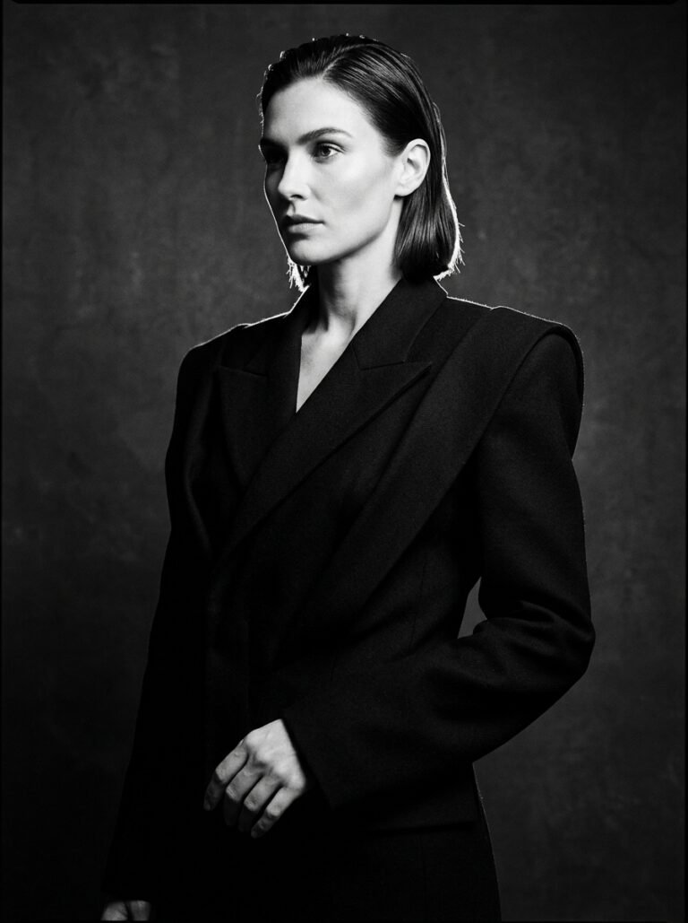 Dramatic Low-Key Monochrome Studio Fashion AI Photo Prompt